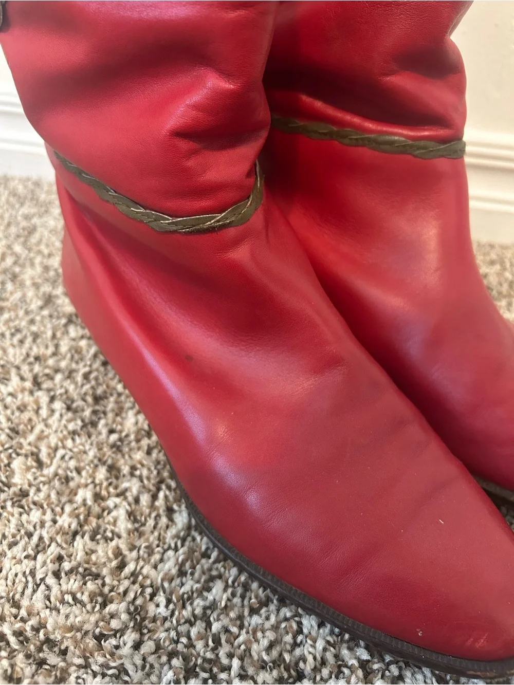 Vintage Hans Behr Red Leather Knee-High Boots | Made in Italy | EU 41